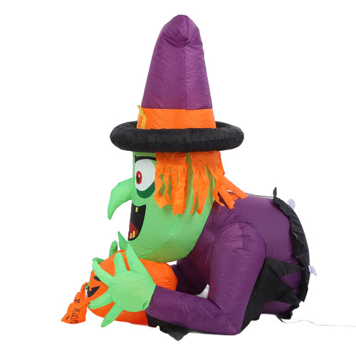 4.4 ft Inflatable Witch Breaking Through Window, LED Lighted - view 2