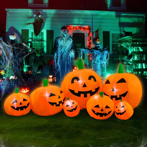 7 ft Inflatable Pumpkin Patch Family with LED Lights, Jack-o - view 1