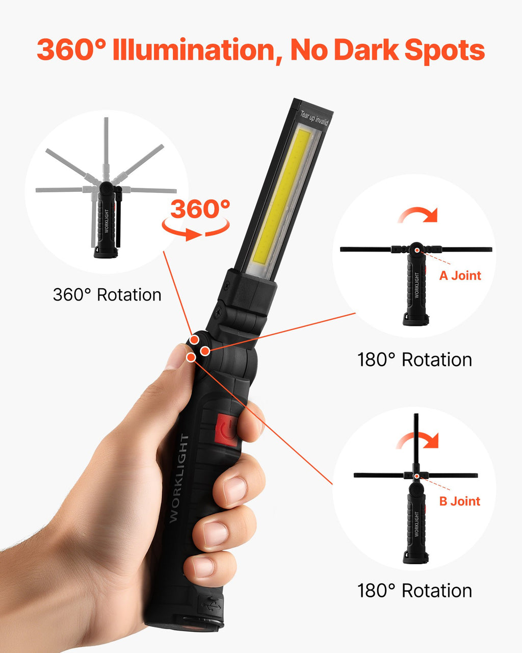 Rechargeable LED Work Light with Magnetic Base, 5 Modes, Typ - view 5