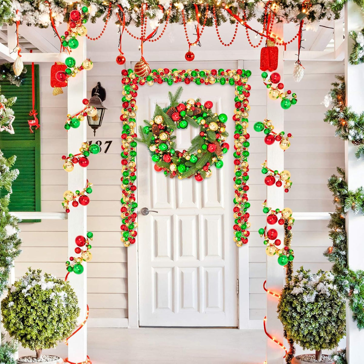 Christmas Ball Garland 6 ft, Shatterproof Red, Green and Gol - view 3