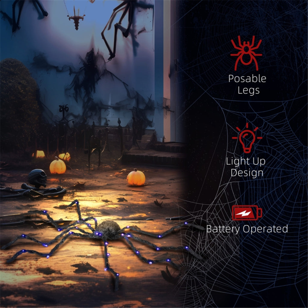 Giant Light-Up Spider 47 in with Bendable Purple LED Legs, H - view 2