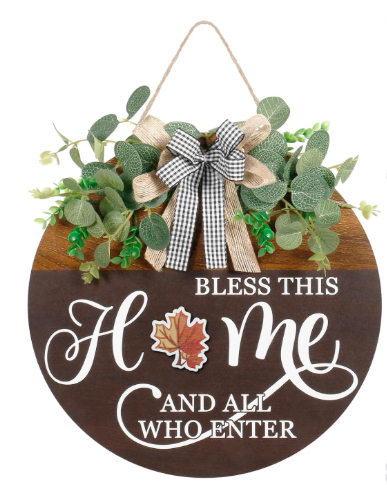 Interchangeable Seasonal Welcome Sign, Round Wood Front Door - view 4