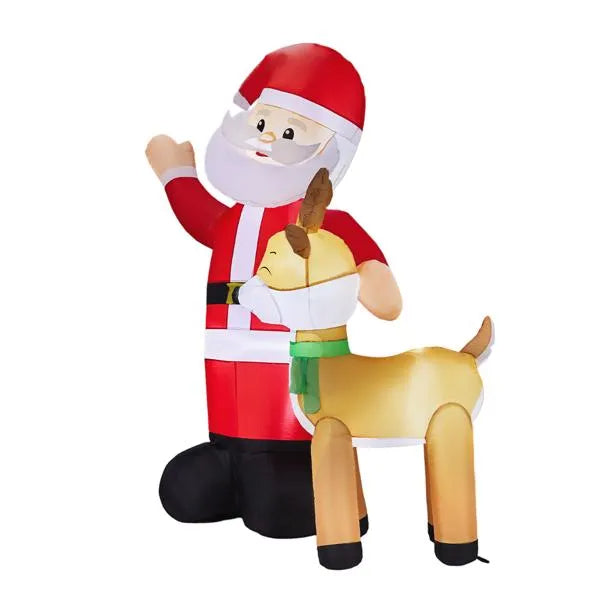 6.3 ft Inflatable Santa and Reindeer with LED Lights, Christ - view 4