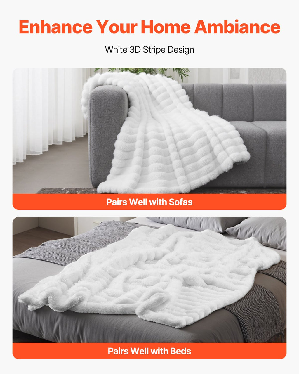 Faux Fur Throw Blanket 50x60 in, Soft Cozy Couch and Bed Thr - view 2