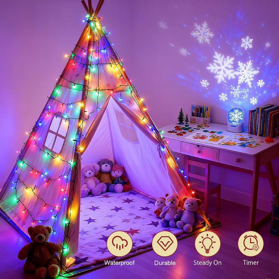 Battery Christmas String Lights with Timer, Multicolor Water - view 5