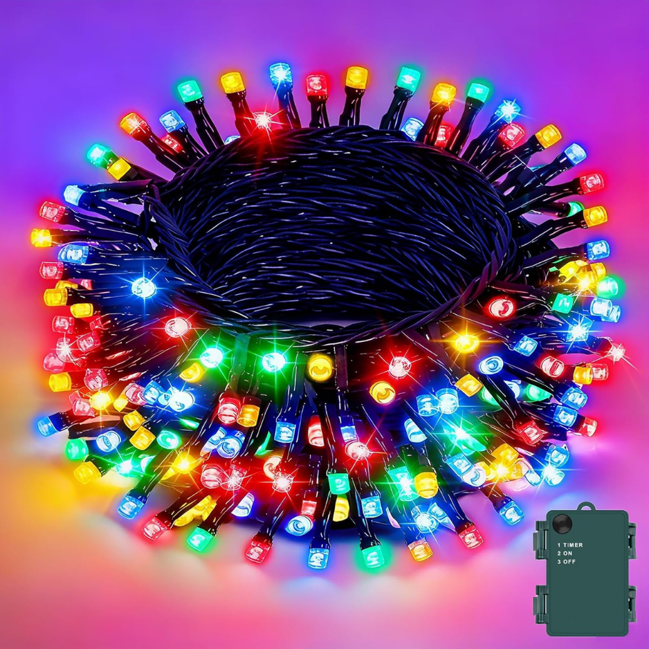 Battery Christmas String Lights with Timer, Multicolor Water - view 3