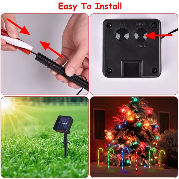 Solar Candy Cane Stake Light, Waterproof Christmas Pathway D - view 1