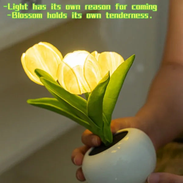 LED Tulip Night Light, Orange Artificial Flower Lamp for Bed - view 3