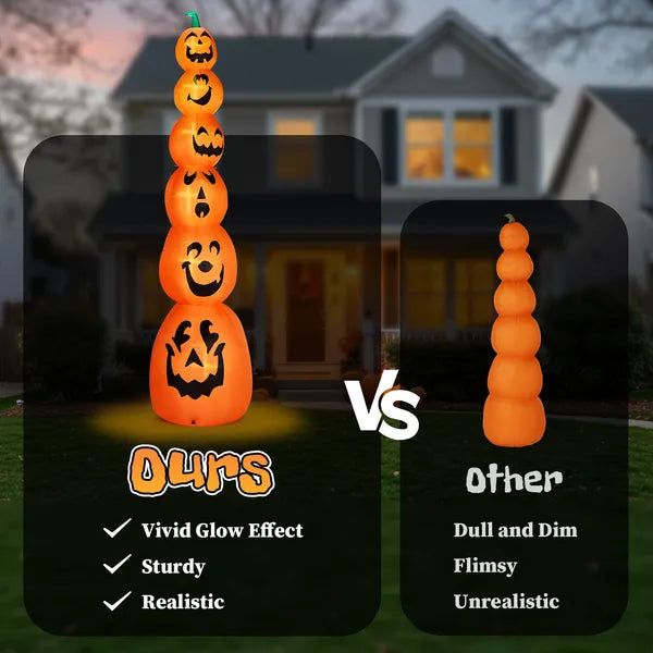 9 ft Inflatable Stacked Pumpkins with LED Lights, Halloween  - view 4