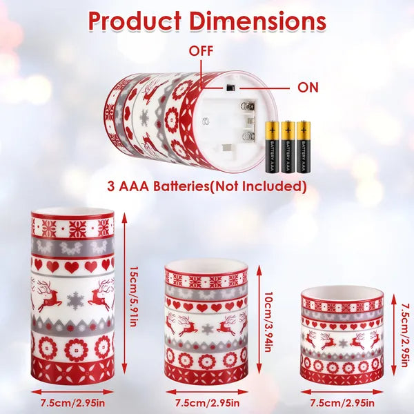 Christmas Flameless LED Pillar Candles 3-Pack with Remote, R - view 3