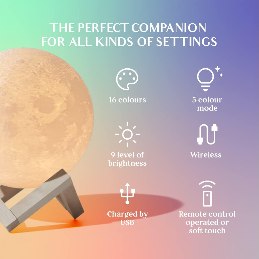 16-Color Moon Lamp with Stand and Remote, 7 in LED Night Lig - view 2