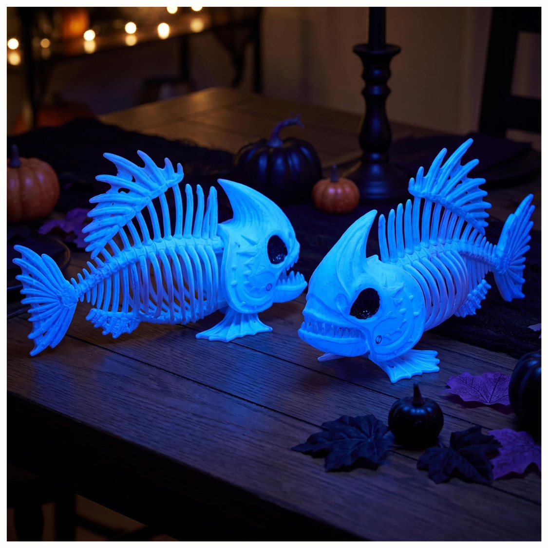 Glow-in-the-Dark Fish Skeleton Decorations 2-Pack, 9.5 in Ha - view 3