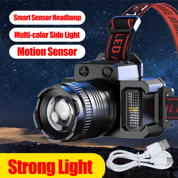 Zoomable LED Headlamp with Motion Sensor, Rechargeable, Red  - view 7