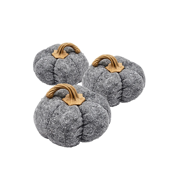 Gray Decorative Pumpkins Set of 3, Farmhouse Harvest Decor - view 2