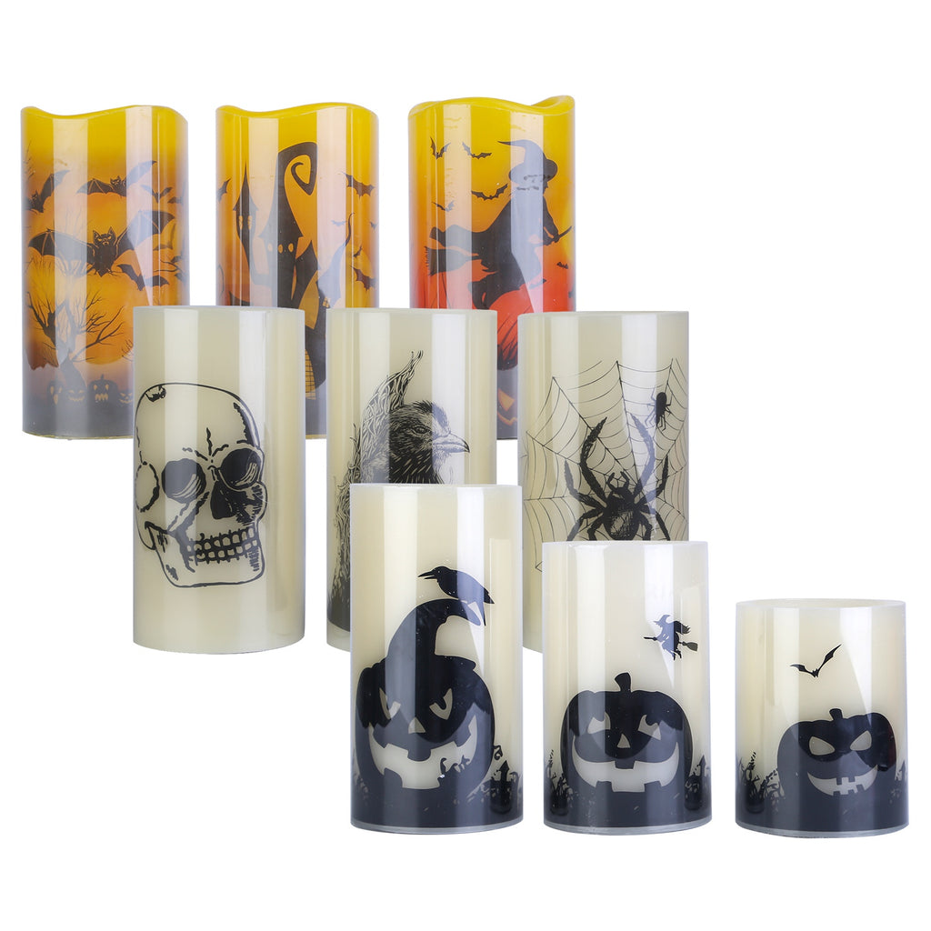 Flameless Halloween Candle Lamps 3-Pack with Timer, Warm Ora - view 1