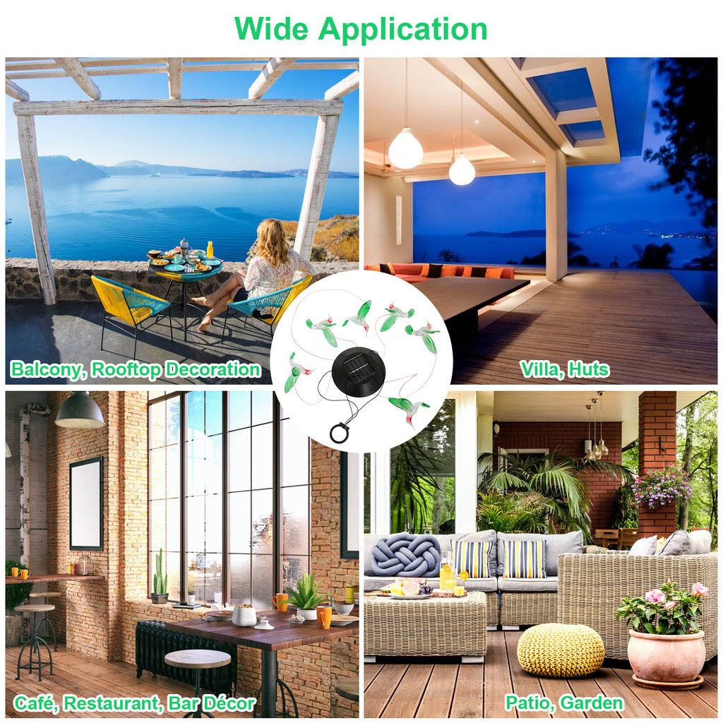 Solar Hummingbird Wind Chime Light, Color-Changing LED Garde - view 7