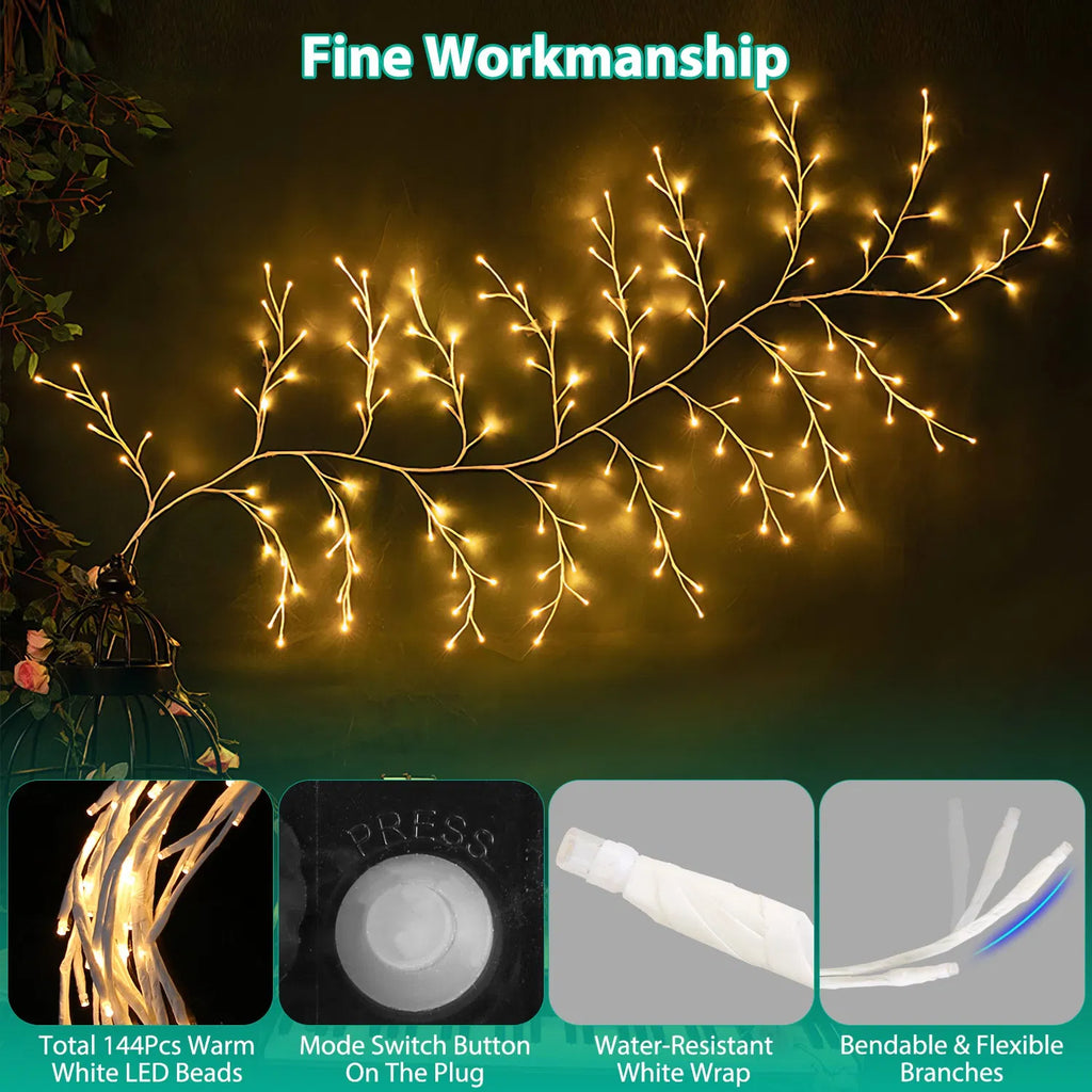 Lighted Birch Garland 7.9 ft 144 LED with Remote and Timer,  - view 3