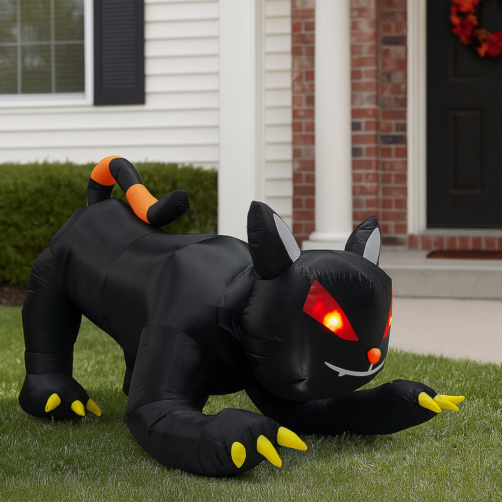6.5 ft Animated Inflatable Black Cat with Moving Head, Hallo - view 3