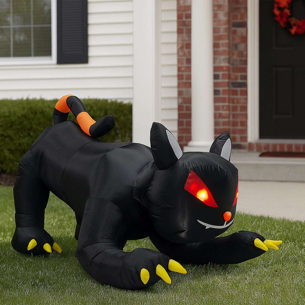 6.5 ft Animated Inflatable Black Cat with Moving Head, Hallo - view 3