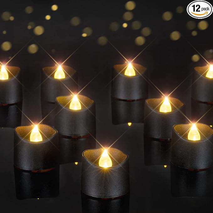 Black Flameless LED Tea Light Candles with Timer, Halloween  - view 3