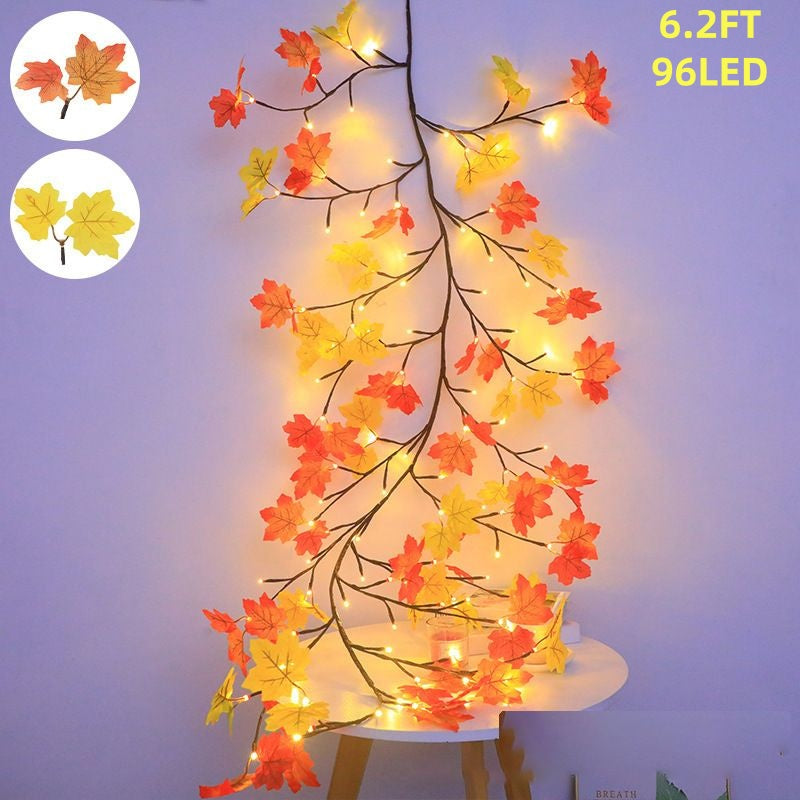Maple Leaf Branch Lights 4.2 ft 48 LED with Remote, Warm Fal - view 2