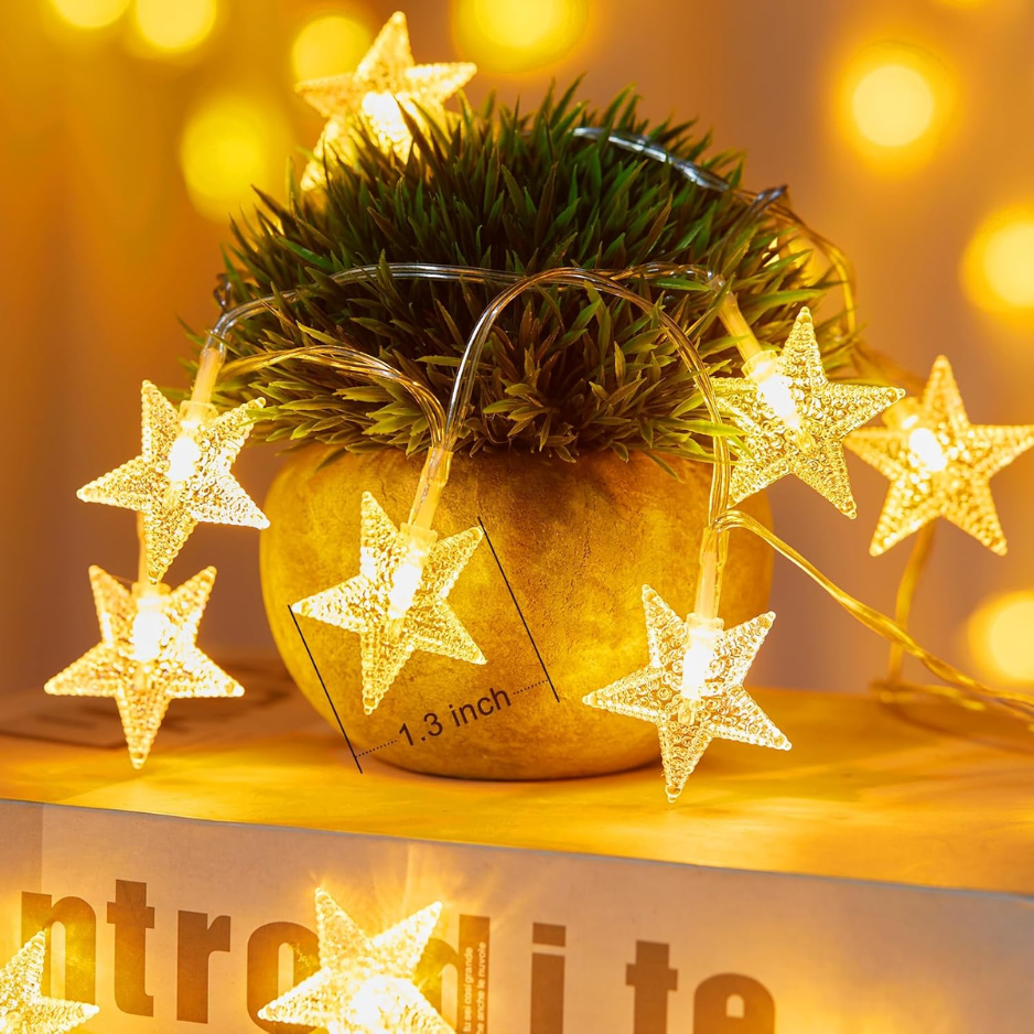 50 LED Star String Lights 17 ft, Battery Operated Warm Fairy - view 2