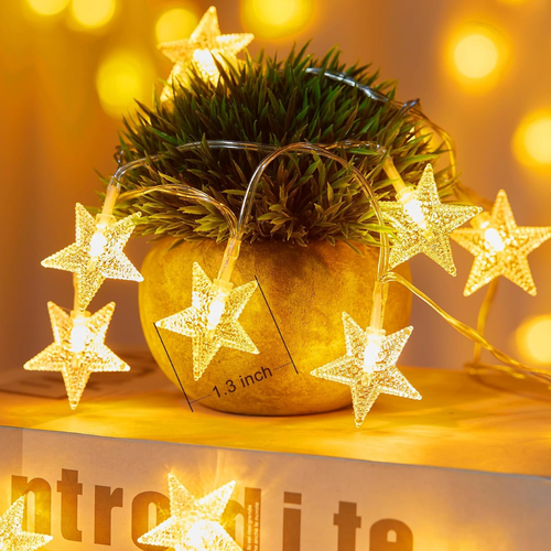 50 LED Star String Lights 17 ft, Battery Operated Warm Fairy - view 2