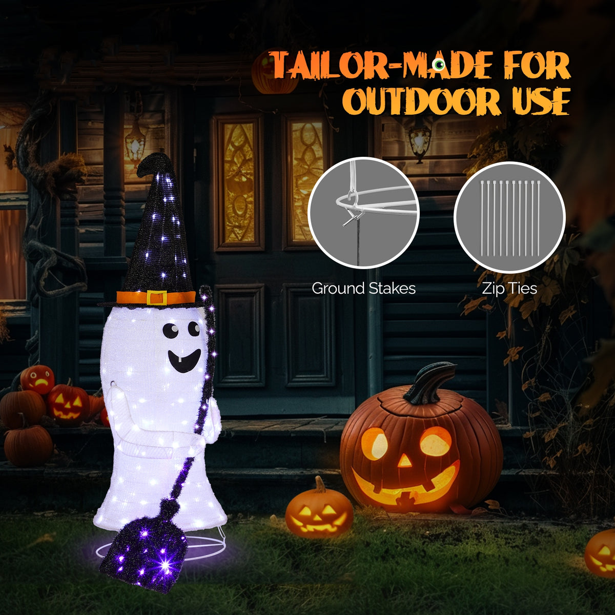4 ft Lighted Pop-Up Ghost with 100 LED Lights, Outdoor Hallo - view 5