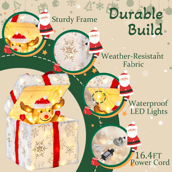 Motorized Pop-Up Gift Box with Reindeer and 60 LED Lights, C - view 7
