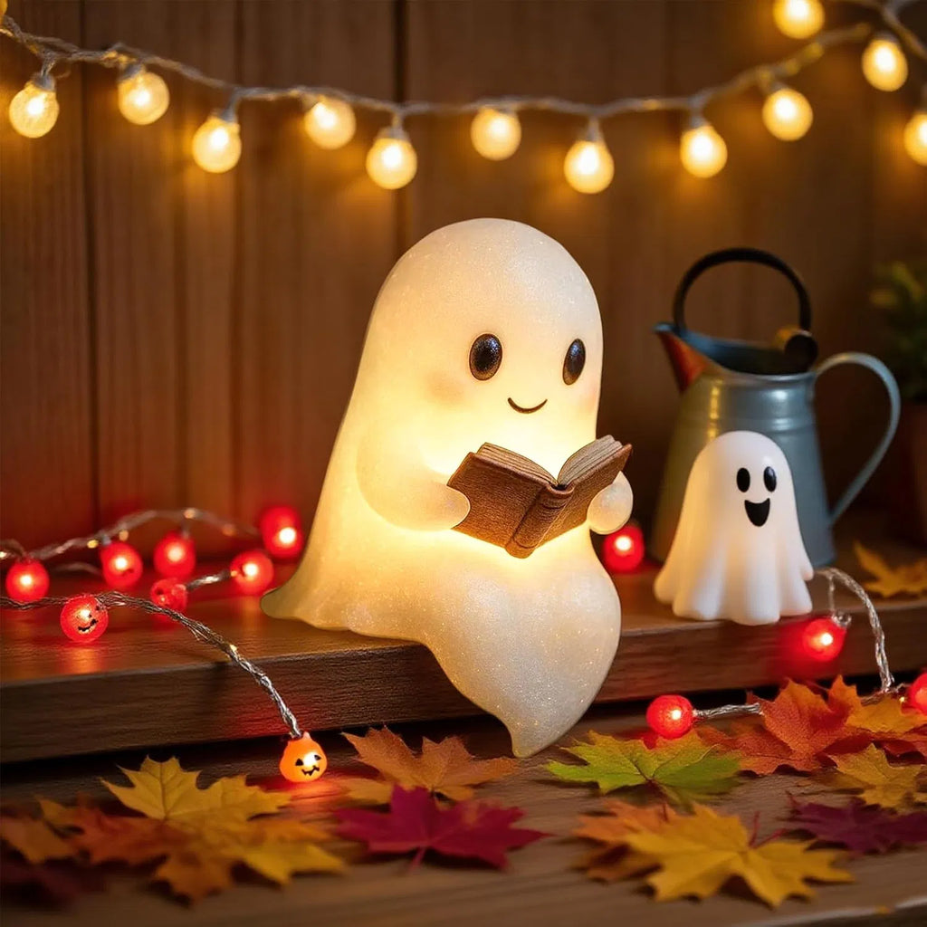 Ghost Reading Book Lamp, Cute Light-Up Halloween Night Light - view 6