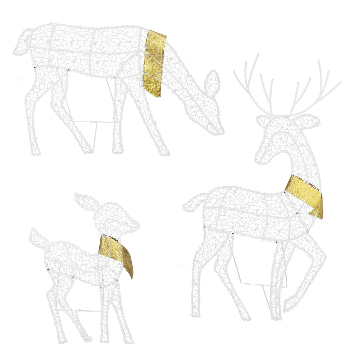 Lighted 2D Reindeer Family Set of 3, Warm White Christmas Ya - view 7