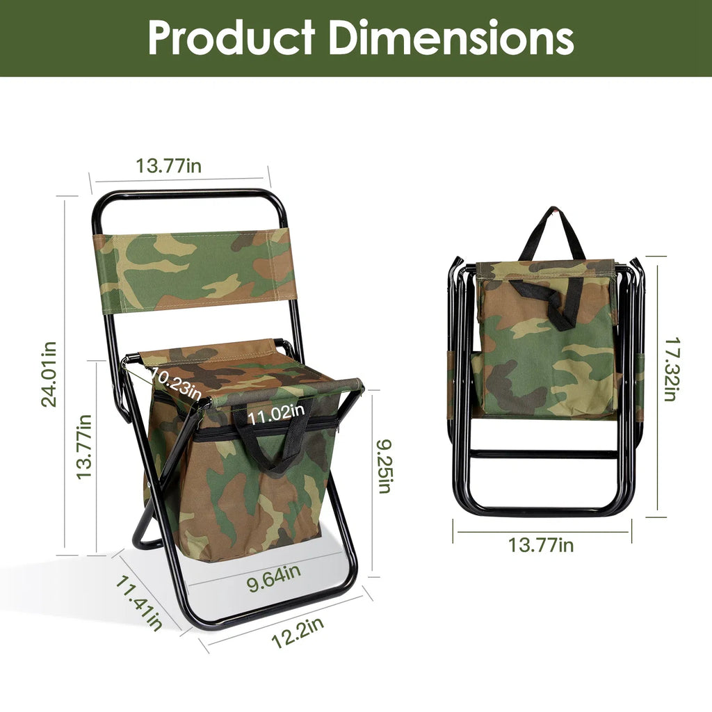 Folding Fishing Chair with Built-In Cooler Bag and Backrest, - view 4