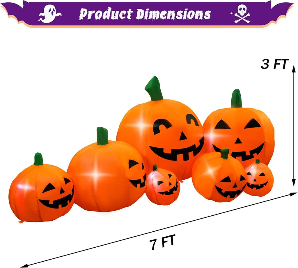7 ft Inflatable Pumpkin Patch Family with LED Lights, Jack-o - view 4