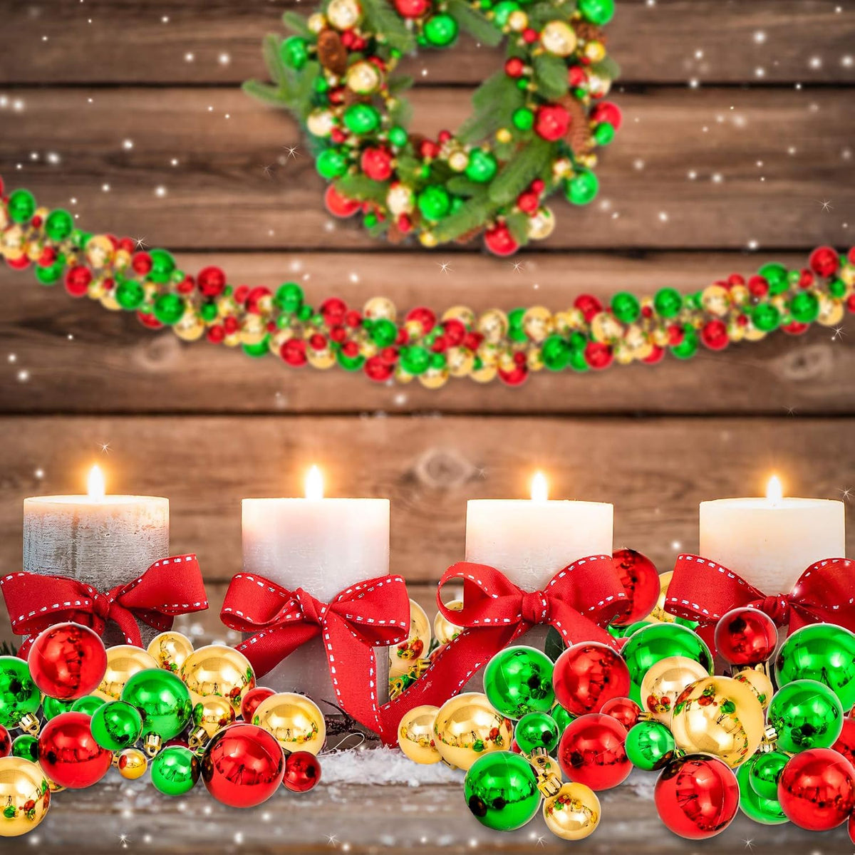 Christmas Ball Garland 6 ft, Shatterproof Red, Green and Gol - view 1