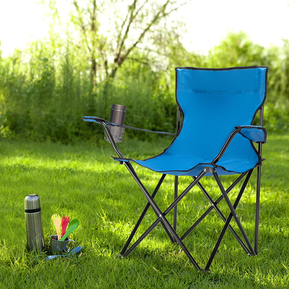 Compact Folding Camp Chair, 32 x 19 x 31 in, Blue - view 6