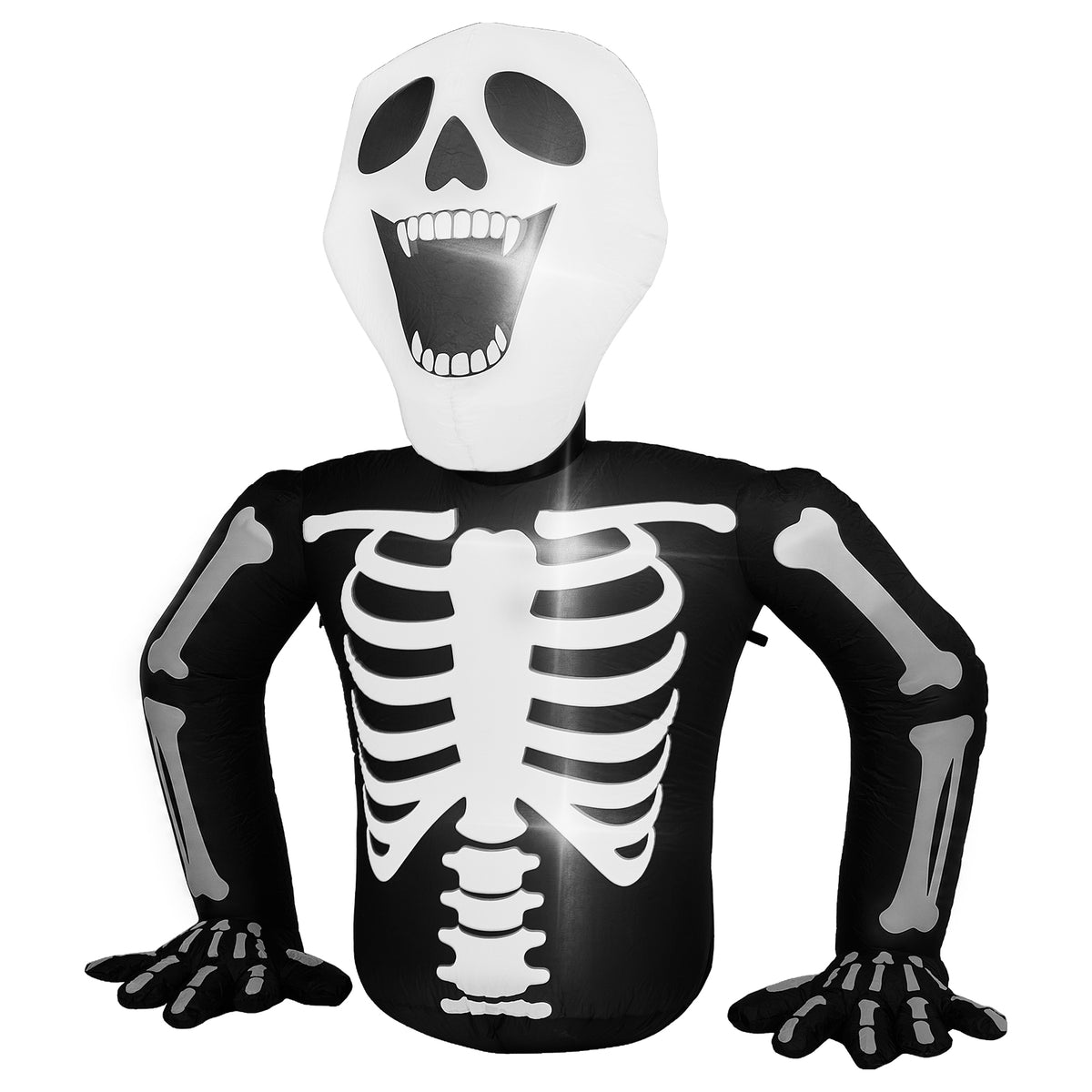 6 ft Inflatable Half Skull with 3 LED Lights, Black and Whit - view 4