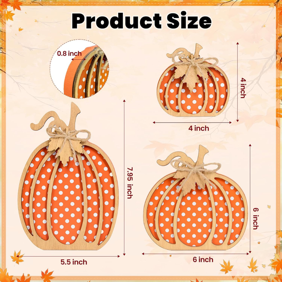 Handmade Wooden Pumpkins 3-Piece Set, Rustic Fall and Thanks - view 1