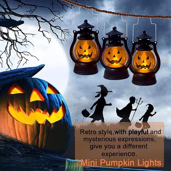 Flickering LED Pumpkin Lanterns 2-Pack, Portable Jack-o-Lant - view 2