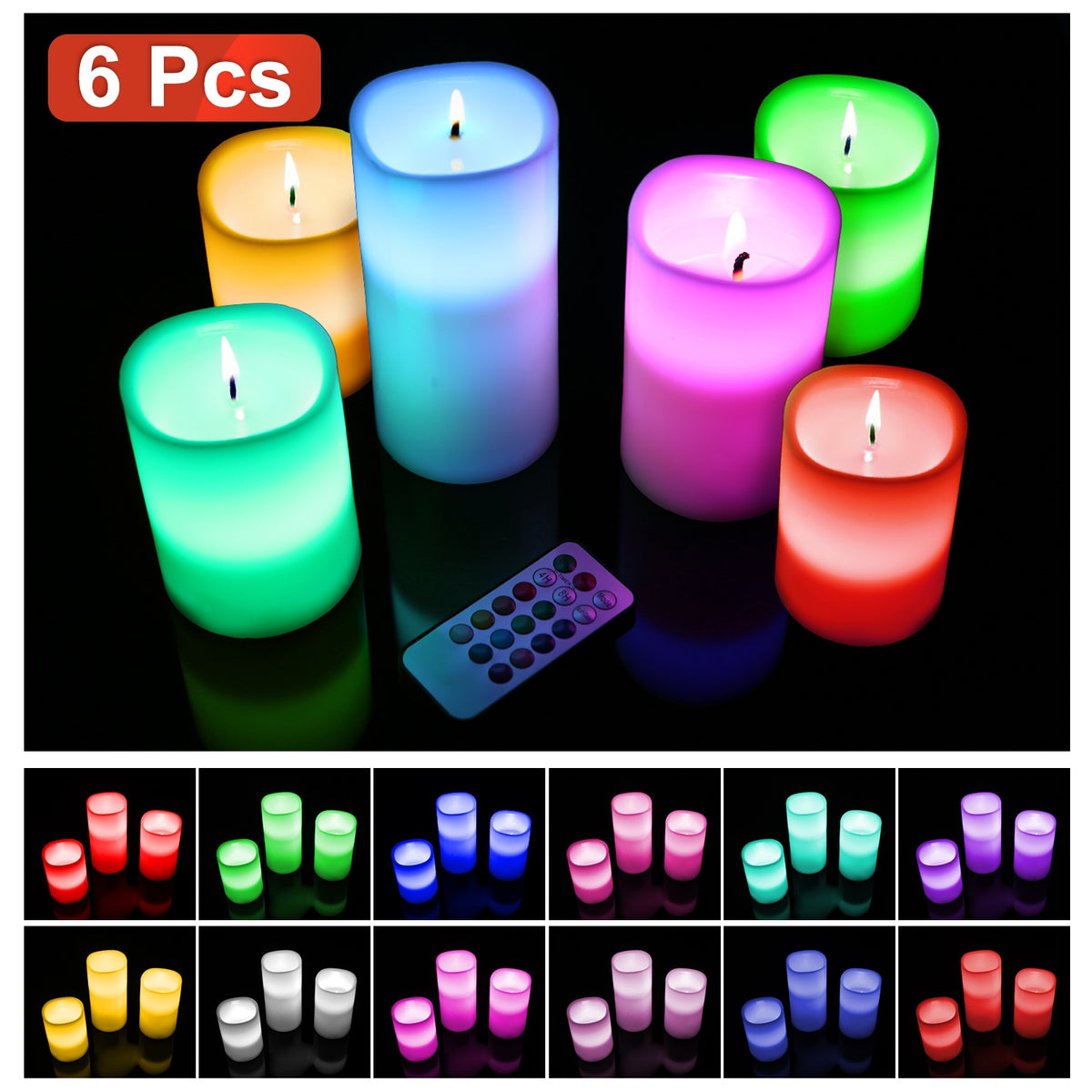 Flameless Votive Candles 6-Pack, Battery LED Flickering Cand - view 6