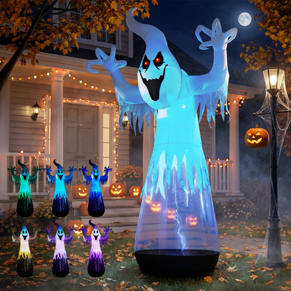 12 ft Inflatable Clear Ghost with LED and Stage Light, Hallo - view 2