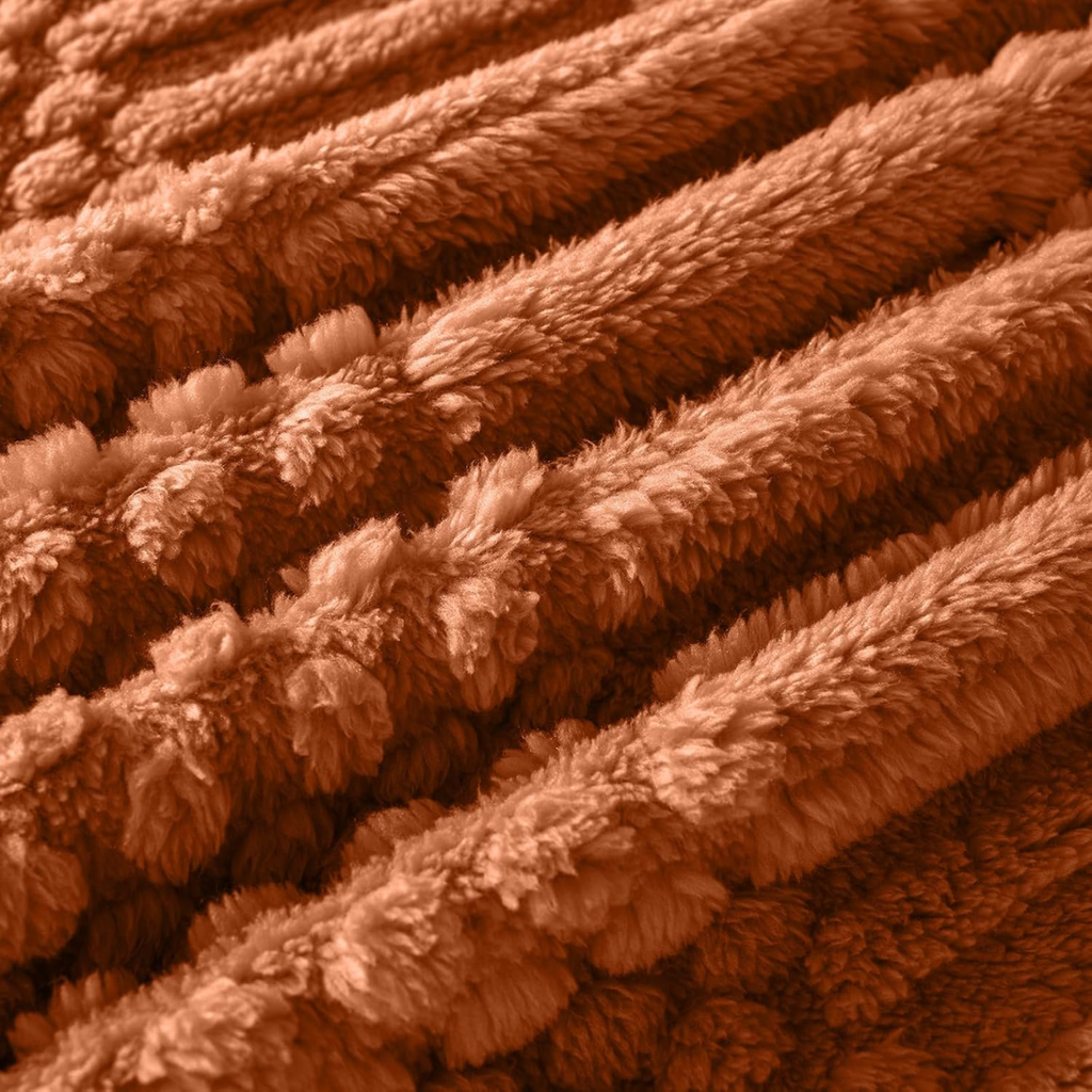Rust Fleece Throw Blanket, Soft Fluffy Cozy Throw for Sofa,  - view 3