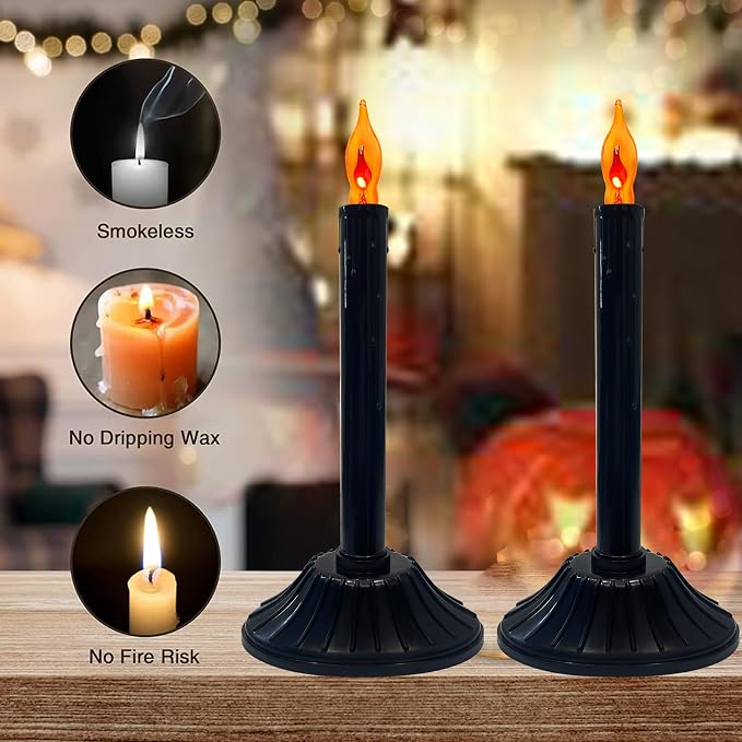 Electric Window Candle Lamps 2-Pack, Black Holders with Flic - view 5