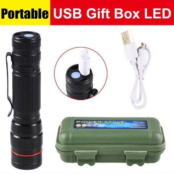 Mini Zoom LED Flashlight 2-Pack, USB Rechargeable Aluminum P - view 2