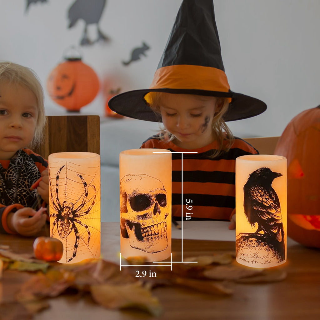 Flameless Halloween Candle Lamps 3-Pack with Timer, Warm Ora - view 4