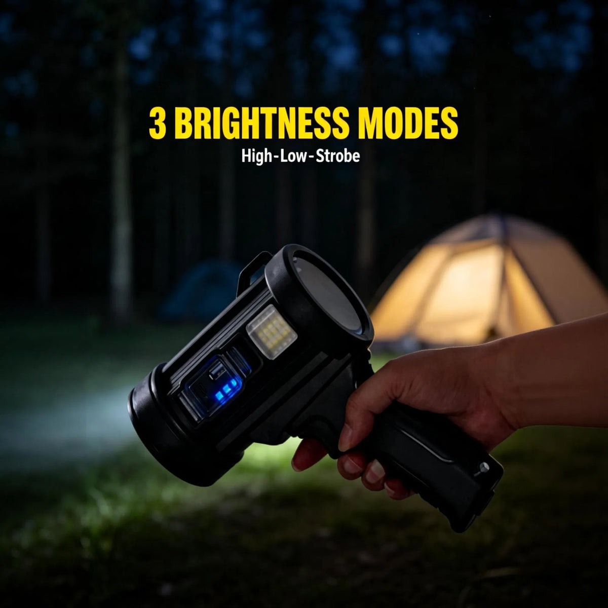 Rechargeable Handheld Spotlight, Solar and USB Charging, Wat - view 1