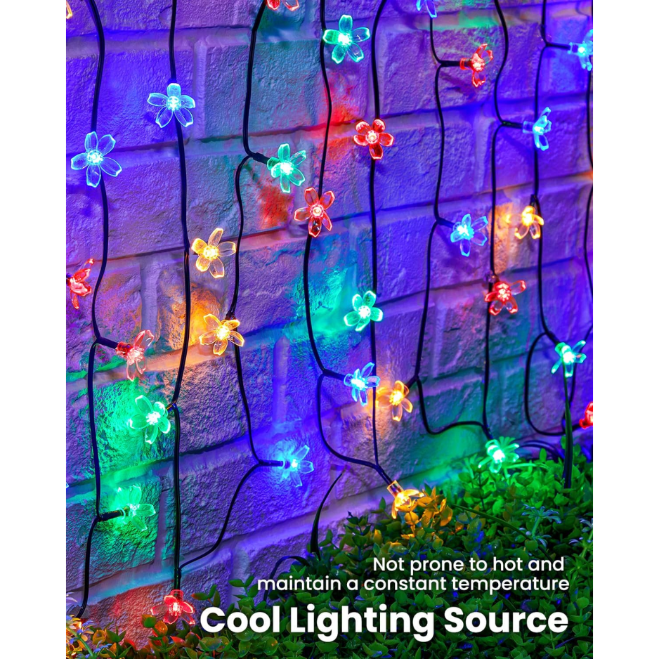 Flower Solar String Lights 60 LED, Waterproof Outdoor Fairy  - view 3