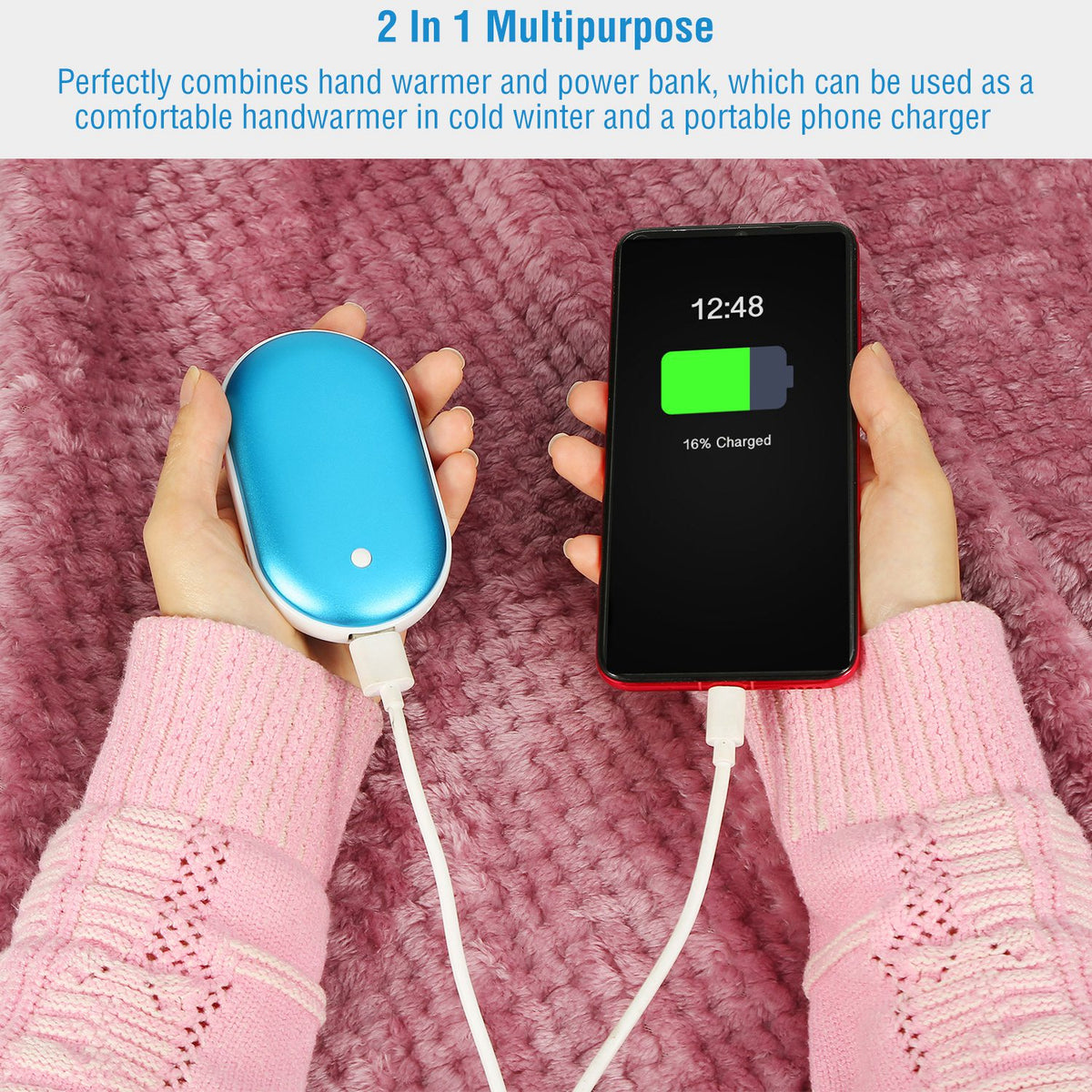 Rechargeable Hand Warmer and 5000mAh Power Bank, 3 Heat Leve - view 2