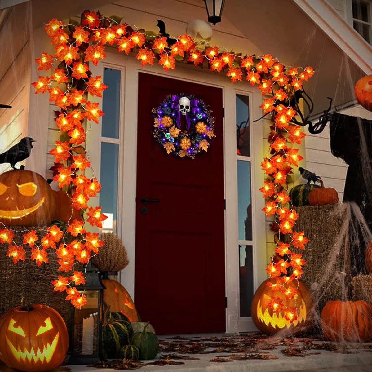 Fall Leaf Garland Lights 3-Pack with Timer, 30 ft 60 LED Aut - view 7