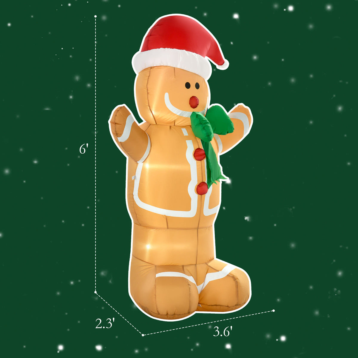 6 ft Inflatable Gingerbread Man with LED Lights, Christmas Y - view 6