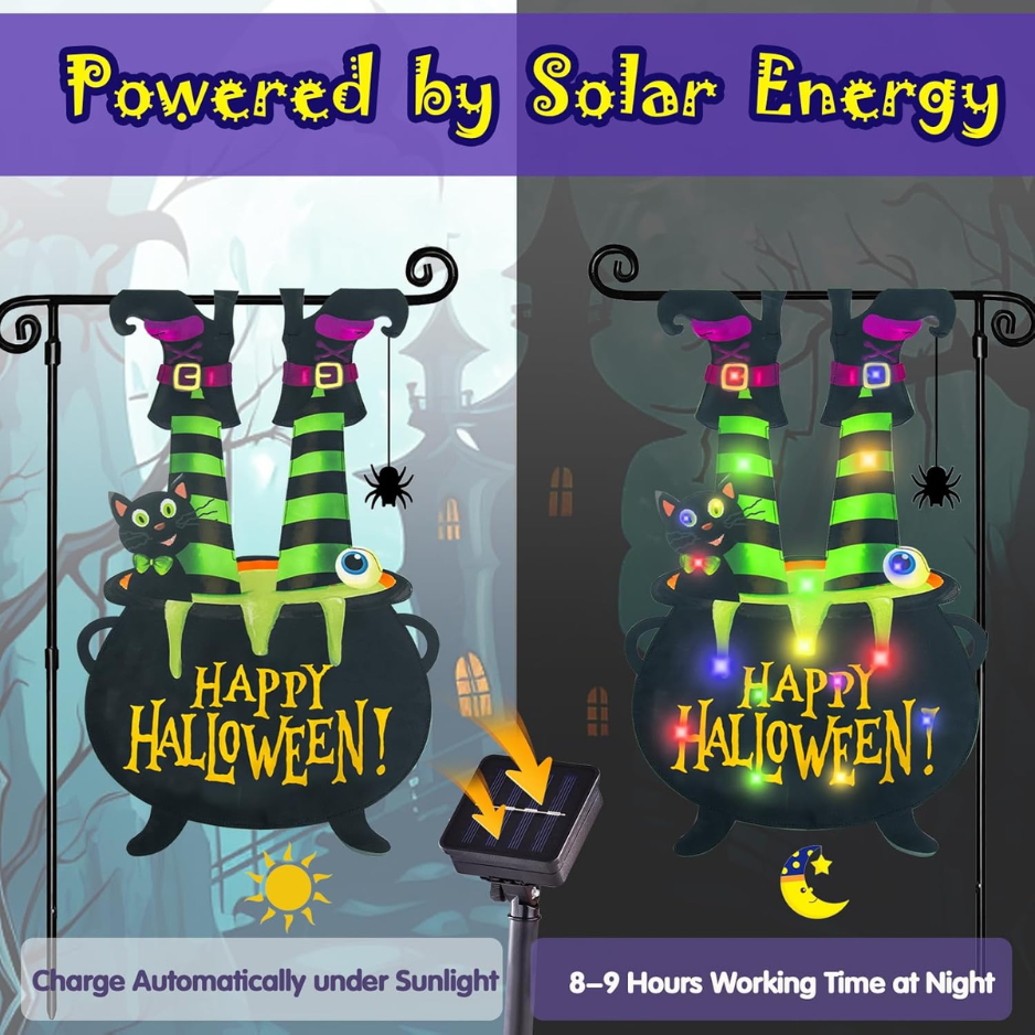 Lighted Halloween Garden Flag with Witch Feet, 12x18 in Yard - view 6